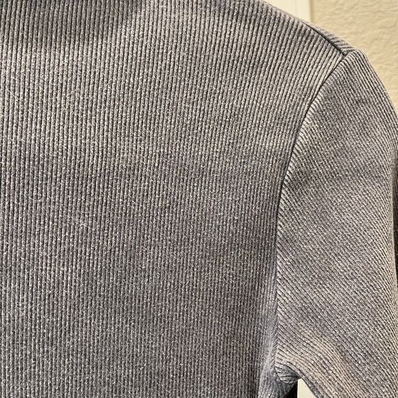 Zara Gray Ribbed Long Sleeve High Neck Bodycon Midi Dress Womens Size S - Picture 4 of 9